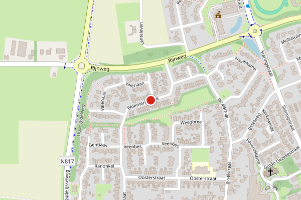 Brandweer-melding op Bloemersweide, Gendringen op 28 juni, kaart-overzicht