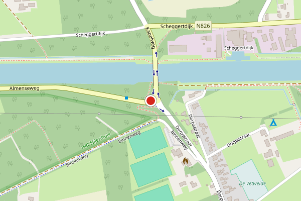 Brandweer-melding op Almenseweg, Almen op 28 juni, kaart-overzicht