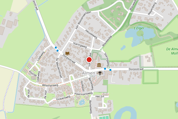 Brandweer-melding op Torenstraat, Almen op 28 juni, kaart-overzicht