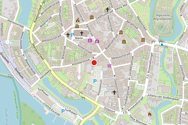 Brandweer-melding op Kloostersteeg, Doesburg op 6 mei, kaart-overzicht