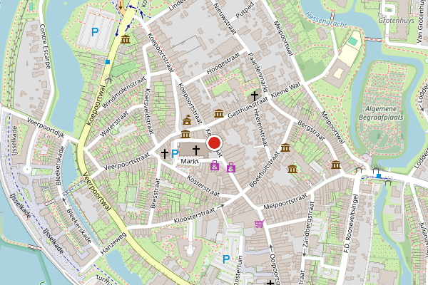 Brandweer-melding op Kerkstraat, Doesburg op 6 mei, kaart-overzicht