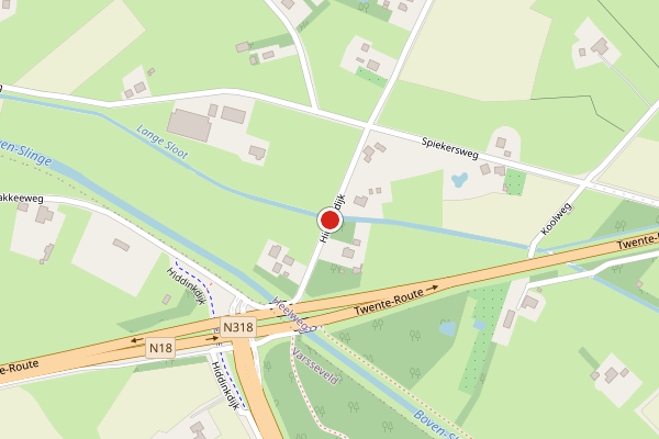 Brandweer-melding op Hiddinkdijk, Heelweg op 3 juli, kaart-overzicht
