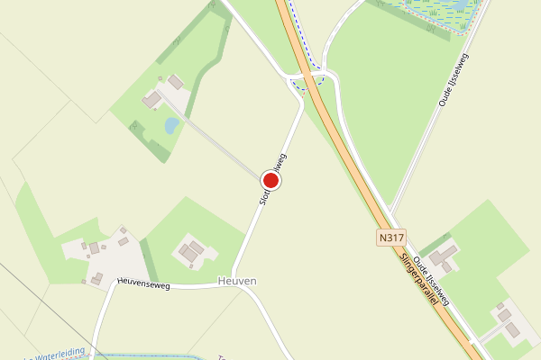 Brandweer-melding op Slotheuvelweg, Terborg op 3 juli, kaart-overzicht