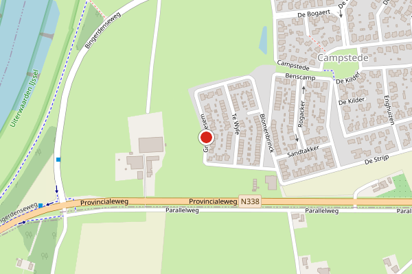 Brandweer-melding op Grote Biesem, Doesburg op 17 april, kaart-overzicht