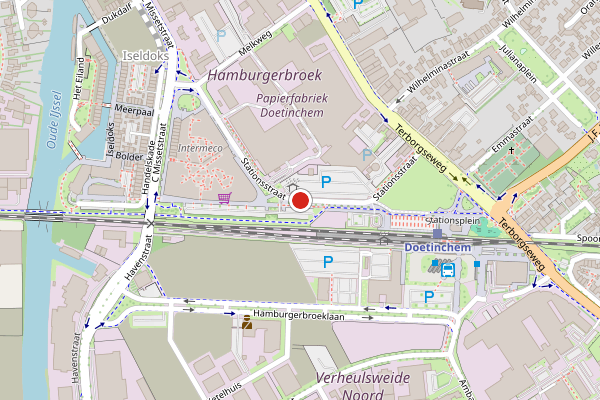 Brandweer-melding op Stationsstraat, Doetinchem op 6 juli, kaart-overzicht
