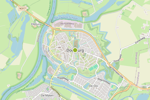 Ambulance-melding op Doesburg op 9 mei, kaart-overzicht