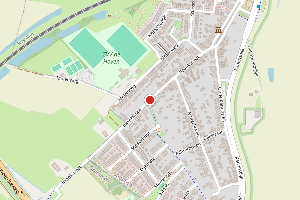 Brandweer-melding op Baankstraat, Zutphen op 13 juli, kaart-overzicht