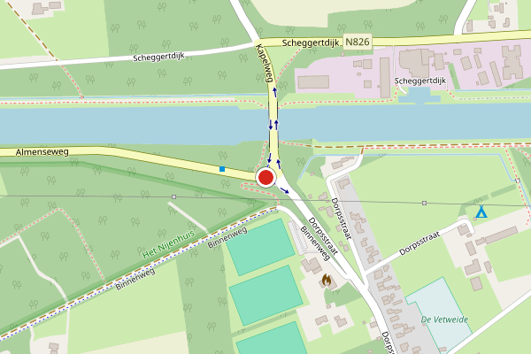 Brandweer-melding op Almenseweg, Almen op 10 april, kaart-overzicht