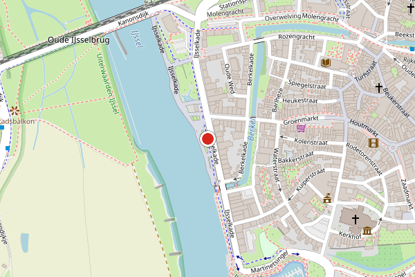 Brandweer-melding op IJsselkade, Zutphen op 14 juli, kaart-overzicht