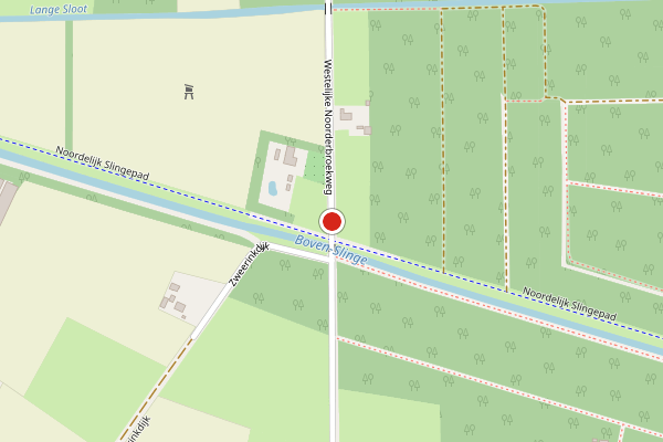 Brandweer-melding op Westelijke Noorderbroekweg, Westendorp op 14 juli, kaart-overzicht