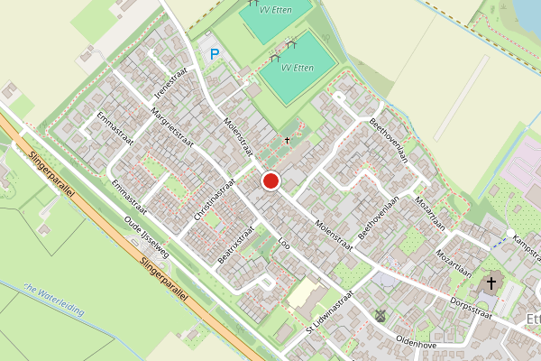 Brandweer-melding op Molenstraat, Etten op 17 juli, kaart-overzicht