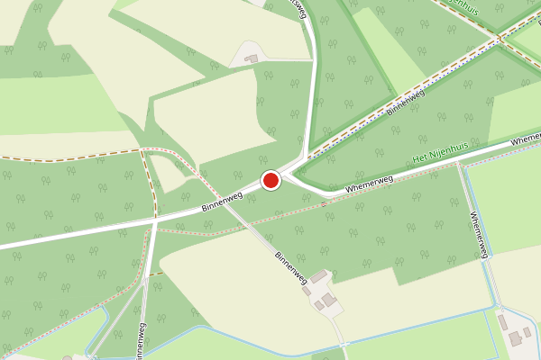 Brandweer-melding op Binnenweg, Almen op 17 juni, kaart-overzicht