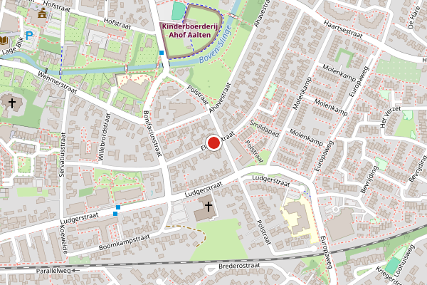 Brandweer-melding op Eligiusstraat, Aalten op 20 juli, kaart-overzicht
