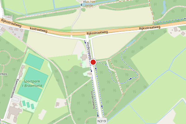 Brandweer-melding op Vordenseweg, Warnsveld op 21 juli, kaart-overzicht