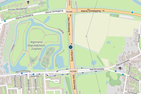Politie-melding op Den Elterweg, Zutphen op 13 mei, kaart-overzicht
