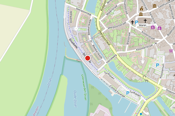 Brandweer-melding op IJsselkade, Doesburg op 17 mei, kaart-overzicht