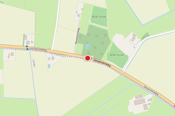 Brandweer-melding op Deventerweg, Laren GE op 28 juli, kaart-overzicht