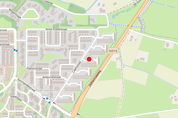 Brandweer-melding op Caenstraat, Doetinchem op 15 mei, kaart-overzicht