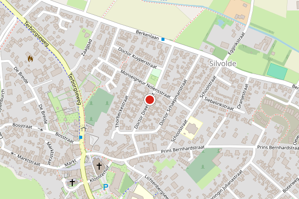 Brandweer-melding op Doctor Dreesstraat, Silvolde op 18 mei, kaart-overzicht