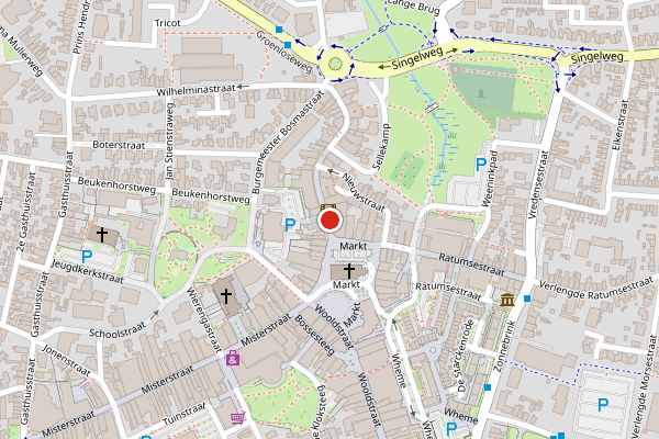 Brandweer-melding op Markthoek, Winterswijk op 19 mei, kaart-overzicht