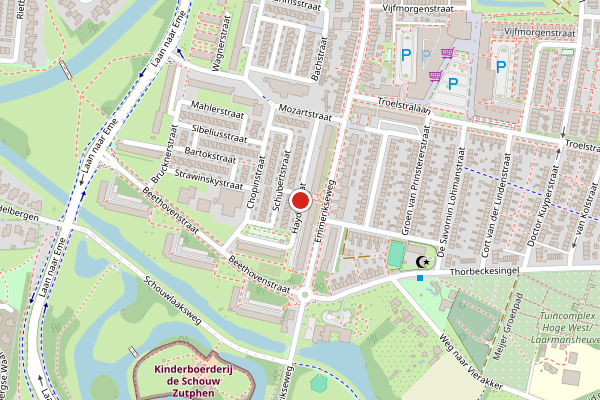 Brandweer-melding op Haydnstraat, Zutphen op 1 augustus, kaart-overzicht