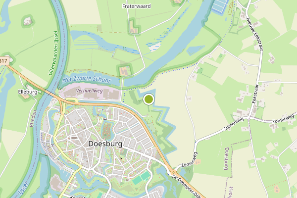 Ambulance-melding op Doesburg op 3 augustus, kaart-overzicht