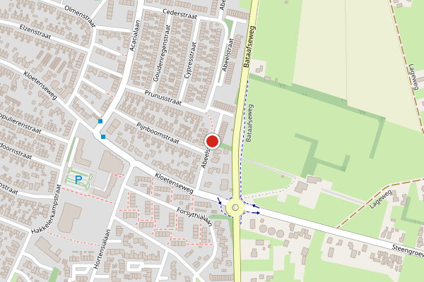 Brandweer-melding op Abeelstraat, Winterswijk op 25 april, kaart-overzicht