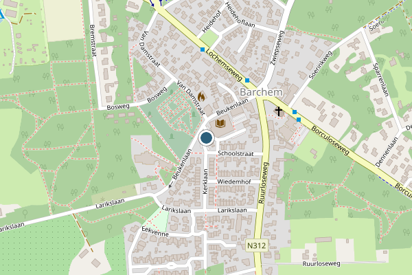 Politie-melding op Dorpsplein, Barchem op 5 augustus, kaart-overzicht