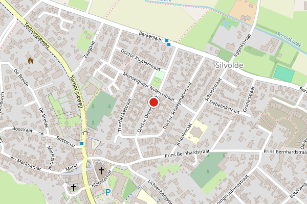 Brandweer-melding op Doctor Dreesstraat, Silvolde op 5 augustus, kaart-overzicht