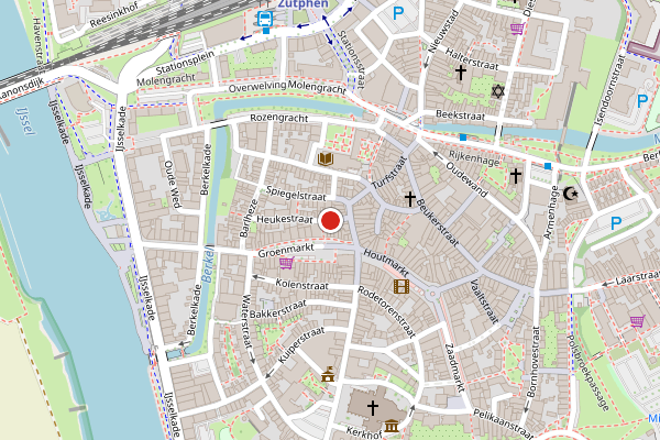 Brandweer-melding op Heukestraat, Zutphen op 21 mei, kaart-overzicht