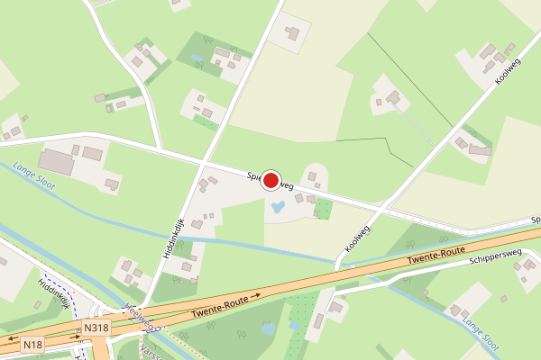 Brandweer-melding op Spiekersweg, Heelweg op 29 mei, kaart-overzicht