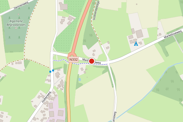 Brandweer-melding op Markeloseweg, Laren GE op 29 mei, kaart-overzicht