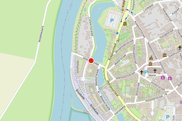 Brandweer-melding op Veerpoortdijk, Doesburg op 31 mei, kaart-overzicht