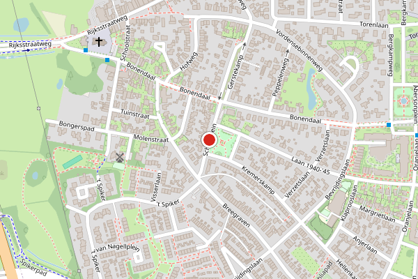 Brandweer-melding op Schoolplein, Warnsveld op 29 april, kaart-overzicht