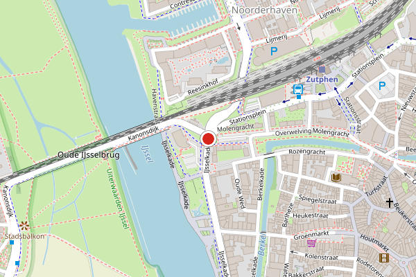 Brandweer-melding op IJsselkade, Zutphen op 2 juni, kaart-overzicht