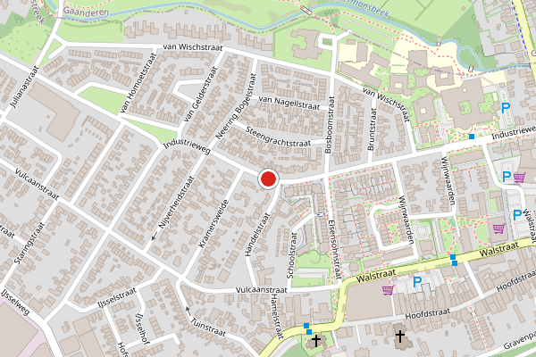 Brandweer-melding op Industrieweg, Terborg op 30 april, kaart-overzicht