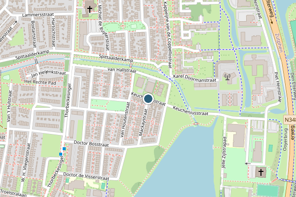 Politie-melding op Keucheniusstraat, Zutphen op 10 juni, kaart-overzicht