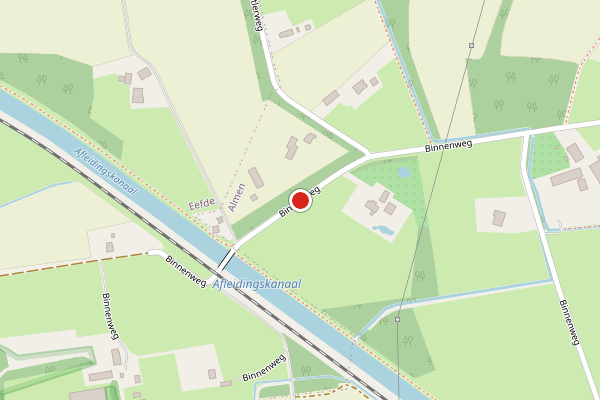 Brandweer-melding op Binnenweg, Almen op 17 juni, kaart-overzicht