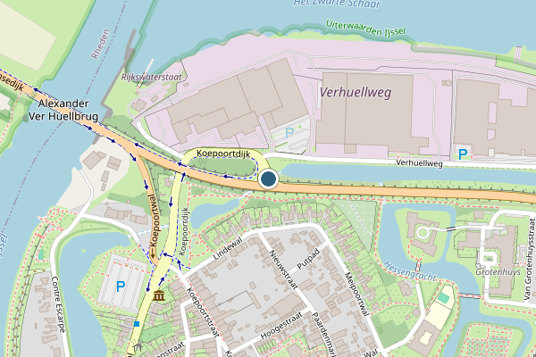 Politie-melding op Koepoortdijk, Doesburg op 18 juni, kaart-overzicht