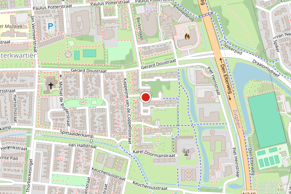 Brandweer-melding op Aert van Nesstraat, Zutphen op 18 juni, kaart-overzicht
