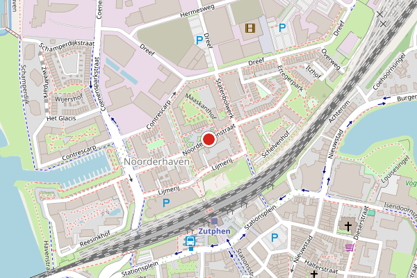 Brandweer-melding op Noorderhavenstraat, Zutphen op 21 juni, kaart-overzicht