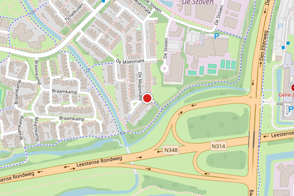 Brandweer-melding op De Moesmate, Zutphen op 21 juni, kaart-overzicht