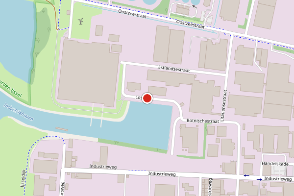 Brandweer-melding op Loskade, Zutphen op 23 juni, kaart-overzicht