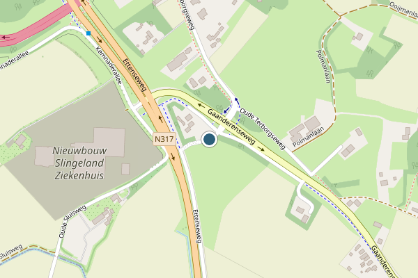 Politie-melding op Ettenseweg, Doetinchem op 27 juni, kaart-overzicht